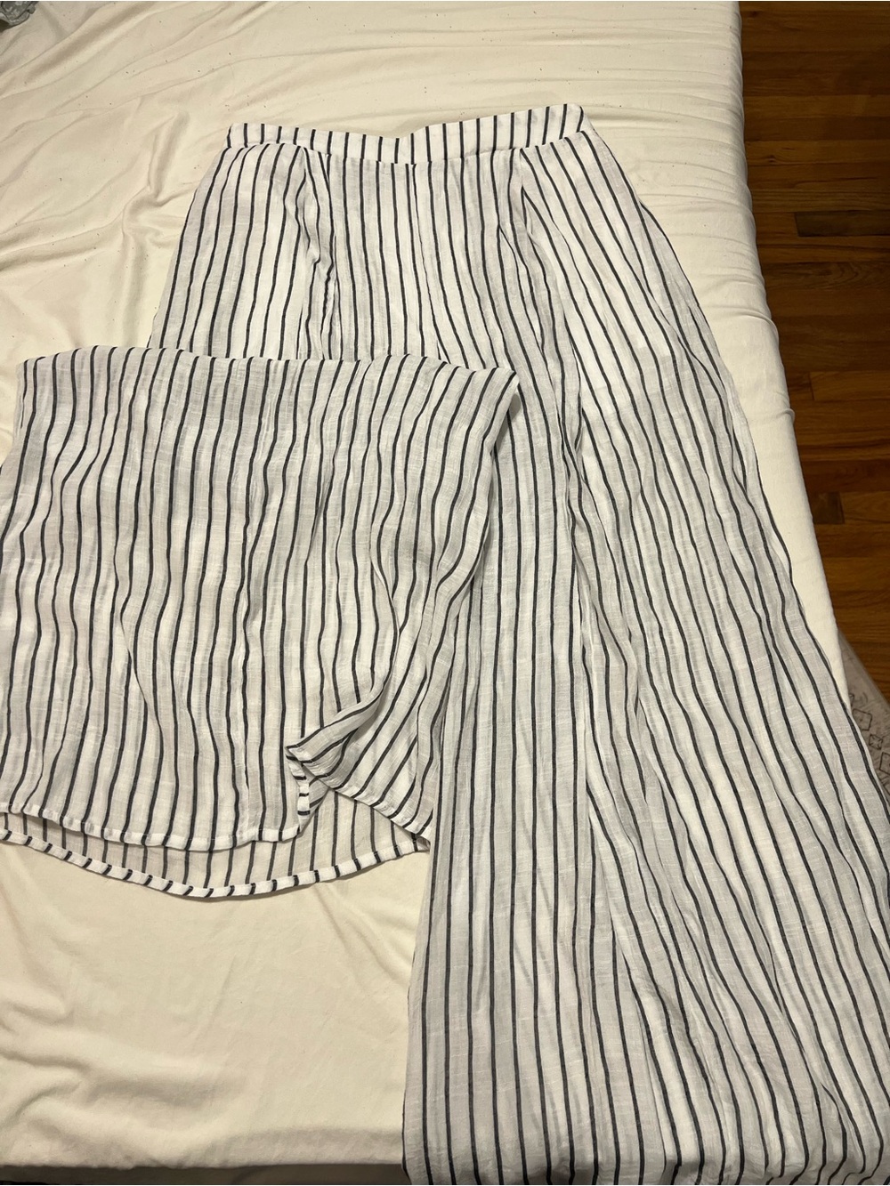 Striped Wide-Leg Pants in White and Black